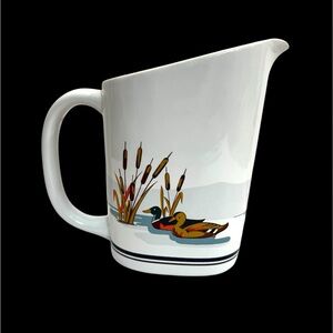 Vintage Mallard Ducks & Cattails Pitcher Epoch Korea
